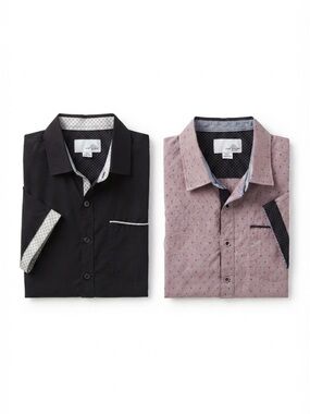 Bundle of 2 Craft & Flow kids  Short Sleeve Button-Down Shirts – Size S